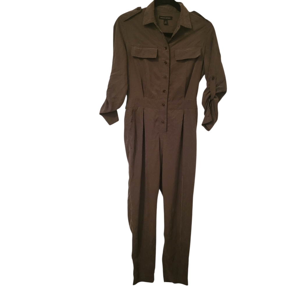 Banana Republic Silk Jumpsuit Green sz 0P